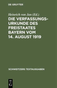 Die Verfassungsurkunde des Freistaates Bayern vom 14. August 1919 : Mit einer Einleitung， Erläuterungen und einem Anhang (Schweitzers Textausgaben)