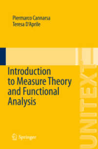 測度論・関数解析入門（テキスト）<br>Introduction to Measure Theory and Functional Analysis (La Matematica per il 3+2) （2015）