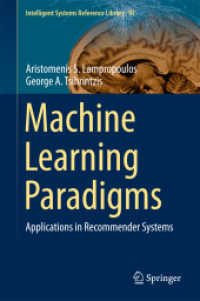 Machine Learning Paradigms : Applications in Recommender Systems (Intelligent Systems Reference Library) （2015）