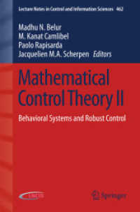 Mathematical Control Theory II : Behavioral Systems and Robust Control (Lecture Notes in Control and Information Sciences)
