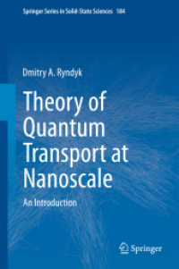 ナノスケールの量子移動論入門<br>Theory of Quantum Transport at Nanoscale : An Introduction (Springer Series in Solid-state Sciences)