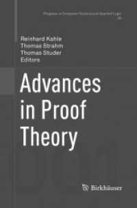Advances in Proof Theory (Progress in Computer Science and Applied Logic)