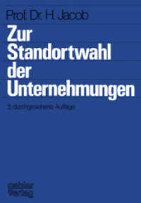 Zur Standortwahl der Unternehmungen （3. Aufl. 2012. 66 S. 66 S. 7 Abb. 0 mm）