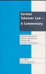 ドイツ企業買収法　英語版注釈集<br>German Takeover Law : A Commentary （2002. 514 p. 22,5 cm）
