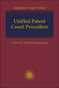 Unified Patent Court : Article-by-Article Commentary （2024. 800 S. 240 mm）