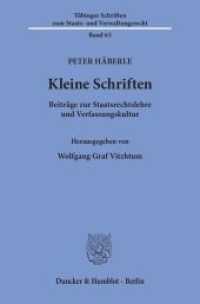 Kleine Schriften. : Beiträge zur Staatsrechtslehre und Verfassungskultur. Hrsg. von Wolfgang Graf Vitzthum. (Tübinger Schriften zum Staats- und Verwaltungsrecht 65) （2002. XII, 435 S. Frontispiz; XII, 435 S. 23.3 cm）