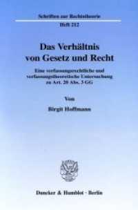 Das Verhältnis von Gesetz und Recht. : Eine verfassungsrechtliche und verfassungstheoretische Untersuchung zu Art. 20 Abs. 3 GG.. Dissertationsschrift. Dissertationsschrift (Schriften zur Rechtstheorie 212) （2003. 337 S. 337 S. 233 mm）