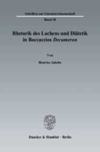 Rhetorik des Lachens und Diätetik in Boccaccios »Decameron«. : Dissertationsschrift (Schriften zur Literaturwissenschaft (SLI) 28) （2006. 364 S. 364 S. 233 mm）