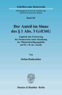 Der Anteil im Sinne des 1 Abs. 3 GrEStG. : Zugleich eine Erörterung des Normzwecks nach Absenkung der Mindestbeteiligungshöhe auf 95 v. H. der Anteile.. Dissertationsschrift (Schriften zum Steuerrecht 101) （2009. 346 S. 233 mm）