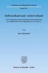 Softwarekauf und -weiterverkauf. : Zur Vertragsnatur und Erschöpfungswirkung körperlicher und unkörperlicher Übertragungsformen von Software.. Dissertationsschrift (Schriften zum Bürgerlichen Recht 415) （2011. 374 S. 374 S. 233 mm）