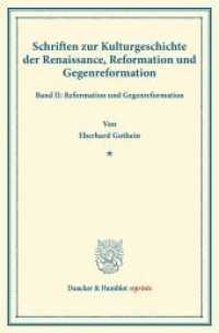 Schriften zur Kulturgeschichte der Renaissance, Reformation und Gegenreformation. : Mit einer biographischen Einleitung. Hrsg. von Edgar Salin. Band II: Reformation und Gegenreformation. (Duncker & Humblot reprints) （2013. VI, 290 S. VI, 290 S. 233 mm）