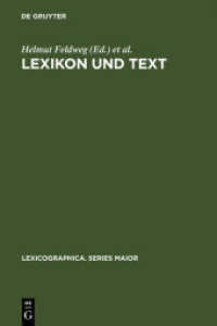 Lexikon und Text : Wiederverwendbare Methoden und Ressourcen zur linguistischen Erschließung des Deutschen. Z. Tl. in engl. Sprache. Vorw. engl.-französ.-dtsch. (Lexicographica, Series Maior Bd.73) （1996. 278 S. 230.00 mm）