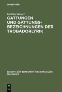 Gattungen und Gattungsbezeichnungen der Trobadorlyrik : Untersuchungen zum altprovenzalischen Sirventes (Beihefte zur Zeitschrift für romanische Philologie 148)
