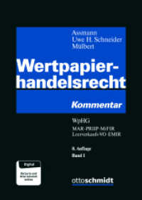 Wertpapierhandelsrecht : Kommentar    WpHG MAR PRIIP MiFIR Leerverkaufs-VO EMIR （8. Aufl. 2023. 4779 S. in 2 Bänden. 240 mm）