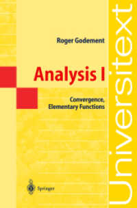 Analysis. Vol.1 Convergence, Elementary Functions (Universitext) （2004. XXII, 430 p.）