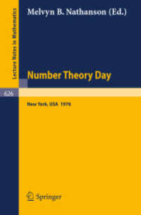 Number Theory Day : Proceedings of the Conference Held at Rockefeller University, New York, 1976 (Lecture Notes in Mathematics 626) （1977）