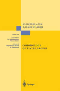 有限群のコホモロジー（第２版）<br>Cohomology of Finite Groups (Grundlehren der mathematischen Wissenschaften Bd.309) （2nd ed. 2004. VIII, 324 p. 24,5 cm）