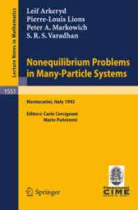 Nonequilibrium Problems in Many-Particle Systems : Lectures given at the 3rd Session of the Centro Internazionale Matematico Estivo (C.I.M.E.) held in Monecatini, Italy, June 15-27, 1992 (Lecture Notes in Mathematics, Volume 1551) （2008. 172 S. 235 mm）