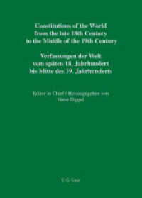 Constitutions of the World from the late 18th Century to the Middle of the 19th Century. Europe.. German Constitutional. Vol. 3. Part I National Constitutions, Constitutions of the German States (Anhalt-Bernburg - Baden). Nationale Verfassungen, Verf （2006. 230 S.）