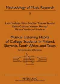 Musical Listening Habits of College Students in Finland, Slovenia, South Africa, and Texas : Similarities and Differences (Methodology of Music Research .5) （2011. 150 S. 210 mm）