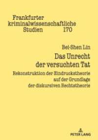 Das Unrecht der versuchten Tat : Rekonstruktion der Eindruckstheorie auf der Grundlage der diskursiven Rechtstheorie. Dissertationsschrift (Frankfurter kriminalwissenschaftliche Studien 170) （2023. 224 S. 210 mm）