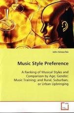 Music Style Preference : A Ranking of Musical Styles and Comparison by Age;  Gender; Music Training; and Rural, Suburban, or Urban Upbringing （2008. 108 S. 220 mm）