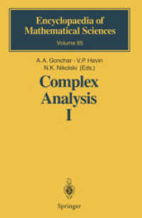 Complex Analysis I : Entire and Meromorphic Functions. Polyanalytic Functions and Their Generalizations (Encyclopaedia of Mathematical Sciences 85)