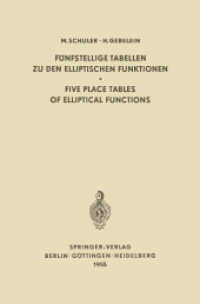 Fünfstellige Tabellen zu den Elliptischen Funktionen / Five Place Tables of Elliptical Functions : Dargestellt Mittels des Jacobischen Parameters q / Based on Jacobi's Parameter q