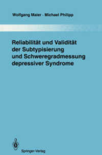 Reliabilitat Und Validitat Der Subtypisierung Und Schweregradmessung Depressiver Syndrome (Monographien aus dem Gesamtgebiete der Psychiatrie) （Reprint）
