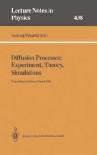 Diffusion Processes: Experiment, Theory, Simulations : Proceedings of the Vth Max Born Symposium Held at Kudowa, Poland, 1-4 June 1994 (Lecture Notes in Physics)