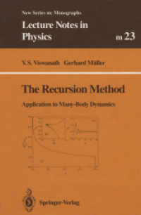 The Recursion Method : Application to Many-Body Dynamics (Lecture Notes in Physics Monographs)