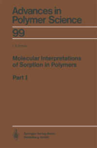 Molecular Interpretations of Sorption in Polymers : Part I (Advances in Polymer Science 99) （2013. viii, 115 S. VIII, 115 p. 235 mm）