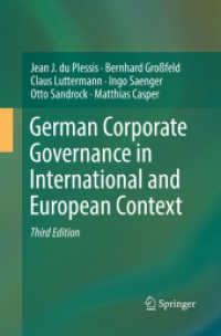 German Corporate Governance in International and European Context （3RD）