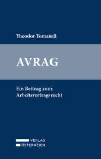 AVRAG : Ein Beitrag zum Arbeitsvertragsrecht （2022. 252 S. 19 cm）