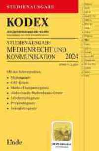 KODEX Studienausgabe Medienrecht und Kommunikation (Kodex Studienausgabe) （2024. 278 S. 228 mm）