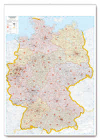 Postleitkarte Deutschland 1:700.000, Planokarte : Folienbeschichtet mit Alubeleistung. 1:700.000 （unveränd. Ausg. 2017. 98 x 138 cm）