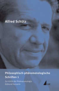 Werkausgabe (ASW). Bd.3/1 Philosophisch-phänomenologische Schriften Tl.1 : Zur Kritik der Phänomenologie Edmund Husserls. Hrsg. v. Martin Endreß, Richard Grathoff u. Michael Thomas （2009. 424 S. 210 mm）
