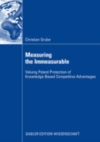 Measuring the Immeasurable : Valuing Patent Protection of Knowledge-Based Competitive Advantages. Thesis, Jacobs University Bremen, 2008 （2009. xxi, 249 S. XXI, 249 p. 30 illus. 24 cm）