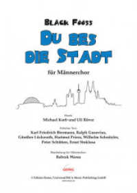 Bläck Fööss - Du bes die Stadt, für Männerchor : Männerchor. Chorpartitur. (Bläck Fööss Chornoten) （2023. 6 S. Noten. 297 mm）