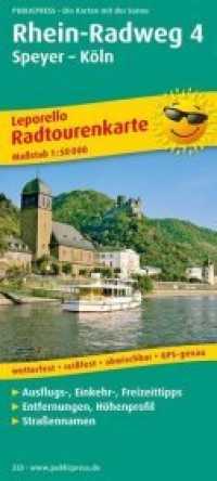 Rhine Cycle Path 4, Speyer - Cologne, cycle tour map 1:50,000