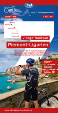ADFC-Radtourenkarte IT-PIE 7-Tage-Radtour Piemont / Ligurien, 1:160.000, reiß- und wetterfest, E-Bike geeignet, GPS-Trac (ADFC-Radtourenkarte 1:160.000 IT-PIE) （2026. 23 cm）