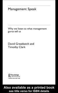 経営学の教え：大家の説を信じる理由<br>Management Speak : Why We Listen to What Management Gurus Tell Us