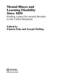 英国における精神病と知的障害の歴史<br>Mental Illness and Learning Disability since 1850 : Finding a Place for Mental Disorder in the United Kingdom