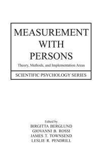 対人測定<br>Measurement With Persons : Theory, Methods, and Implementation Areas