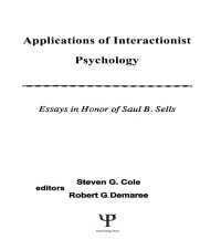 Applications of interactionist Psychology : Essays in Honor of Saul B. Sells