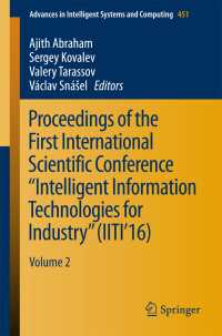 Proceedings of the First International Scientific Conference “Intelligent Information Technologies for Industry” (IITI’16)〈1st ed. 2016〉 : Volume 2