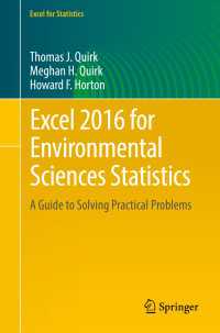 Excel 2016 for Environmental Sciences Statistics〈1st ed. 2016〉 : A Guide to Solving Practical Problems