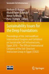 Sustainability Issues for the Deep Foundations〈1st ed. 2019〉 : Proceedings of the 2nd GeoMEast International Congress and Exhibition on Sustainable Civil Infrastructures, Egypt 2018 – The Official International Congress of the Soil-Structure Interaction Group in Egypt (SSIGE)