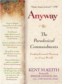 『それでもなお、人を愛しなさい　人生の意味を見つけるための逆説の10か条』（原書）<br>Anyway : The Paradoxical Commandments: Finding Personal Meaning in a Crazy World