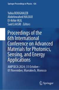 Proceedings of the 6th International Conference on Advanced Materials for Photonics, Sensing, and Energy Applications : AMPSECA 2024; 31 October-01 November, Marrakech, Morocco